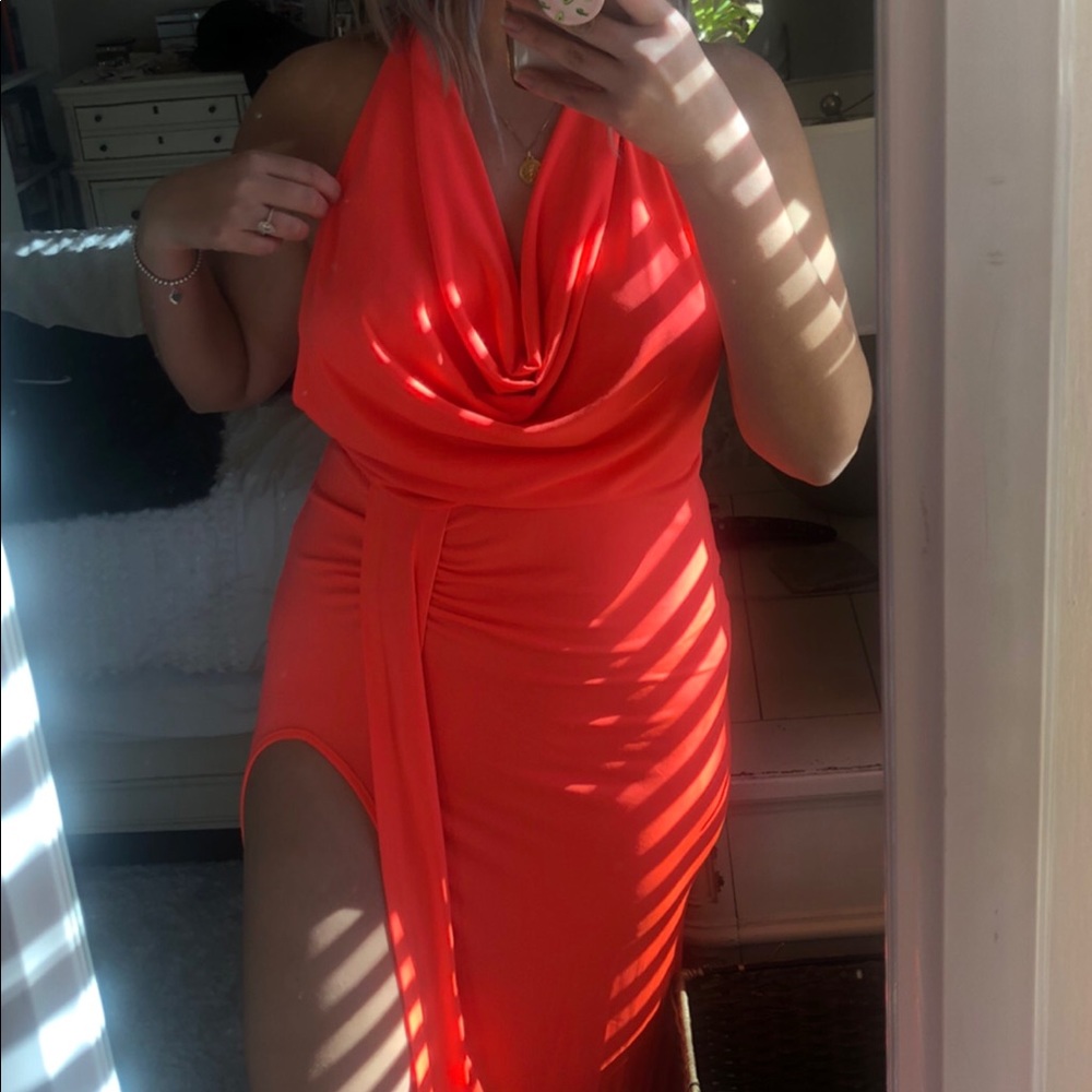 Amazing bright orange sexy maxi